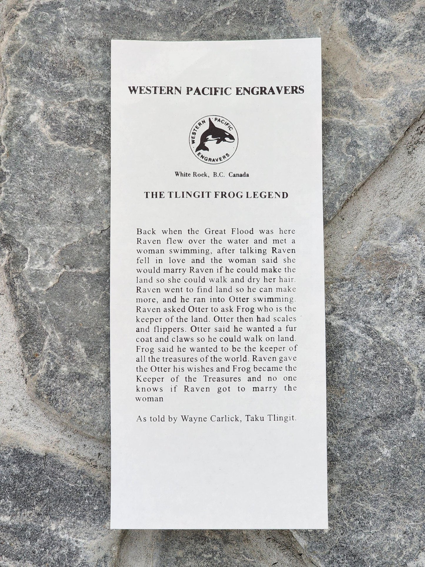 "Tlinget Frog Story" by Wayne Carlick